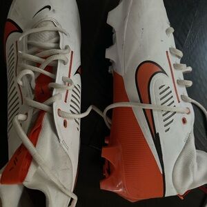 Nike White and Orange Athletic Cleats